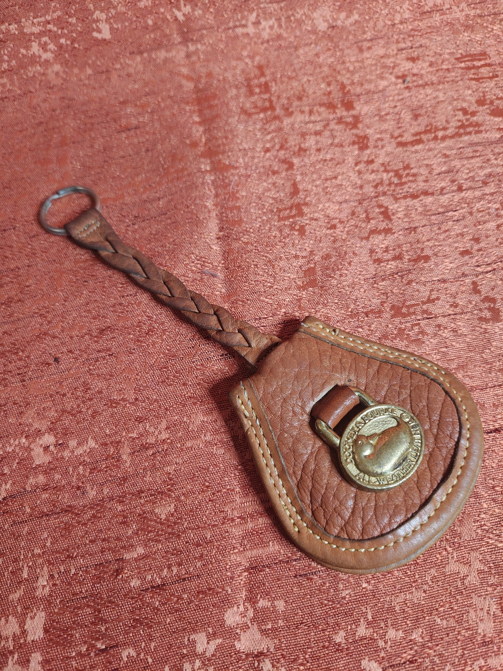 Rare Vintage Dooney & Bourke Braided Tan Leather Key Holder